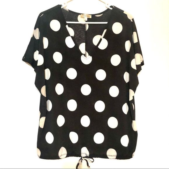 Lavish Black & White Polka Dot Shirt Women’s L - Picture 12 of 16